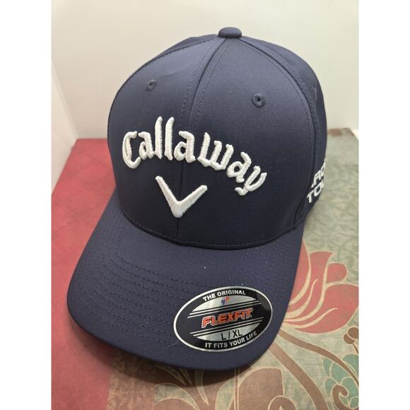 Callaway Odyssey Xshot Hat Baseball Cap Blue Golf Embroidered Logo Flexfit L/XL - Picture 1 of 8